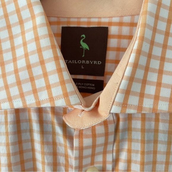 Mens TailorByrd Long-Sleeved Button up checked light orange size large cotton - Picture 8 of 9